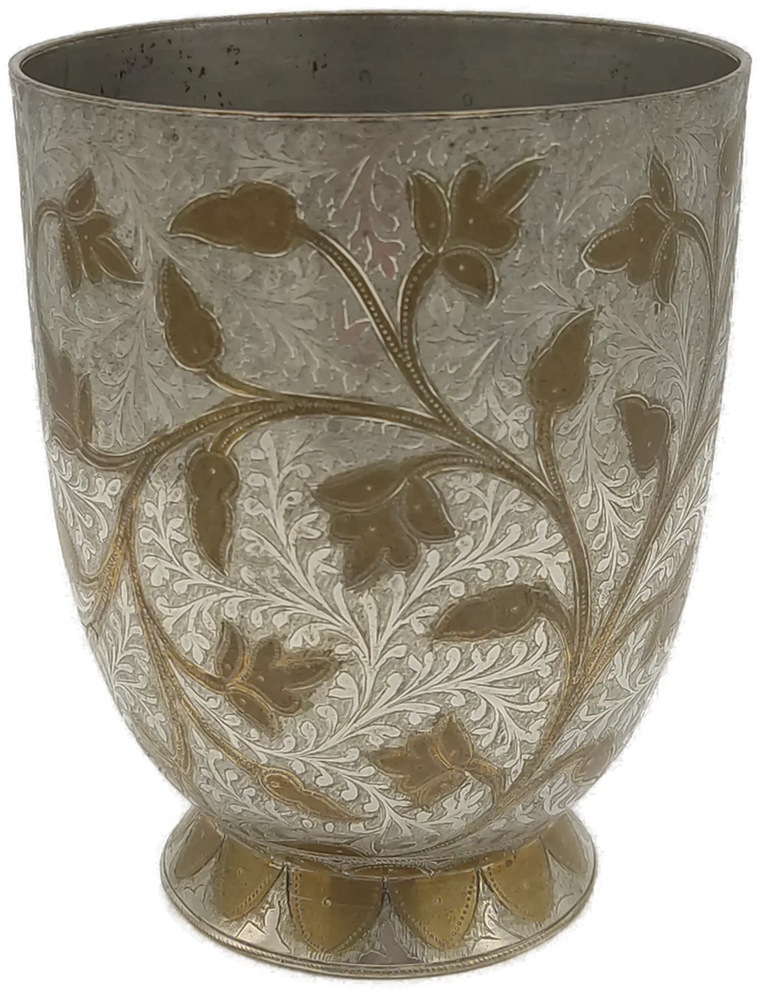 Messingbecher mit floraler Gravur | Indischer Vintage-Schatz - Bild 1