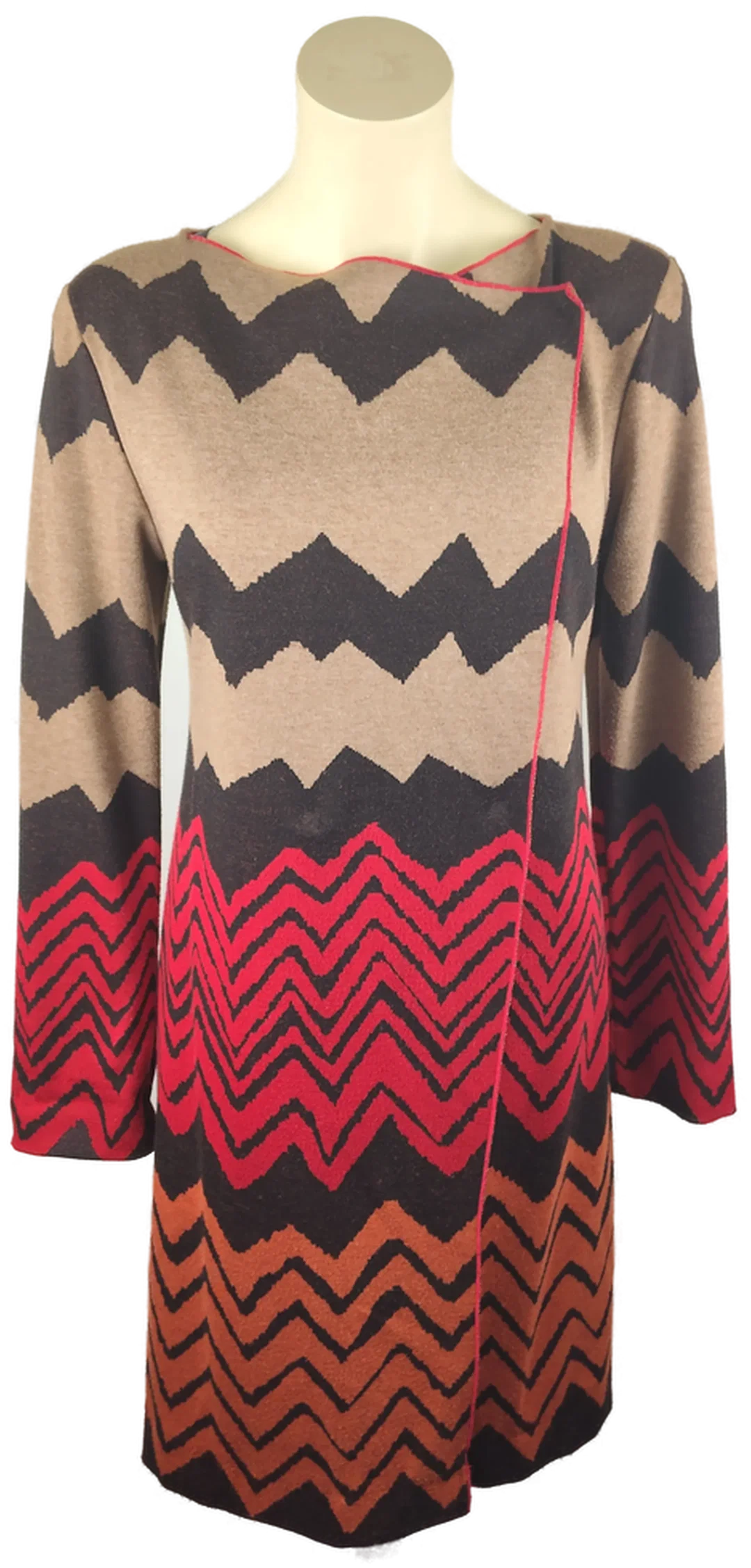 Damenweste Ana Alcazar | Beige-Schwarz-Rot im Zickzackmuster – Bild 1