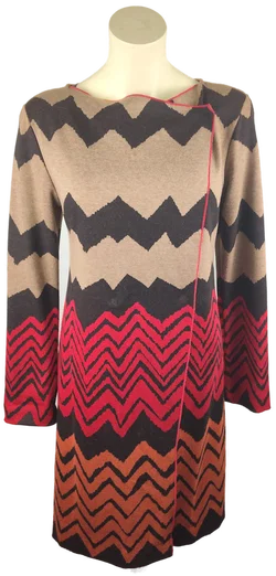 Damenweste Ana Alcazar | Beige-Schwarz-Rot im Zickzackmuster