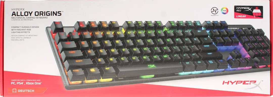HyperX Alloy Origins RGB Mechanische Gaming-Tastatur – HyperX Red Switches, Aluminiumgehäuse, DE Layout - Bild 1