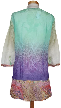 Mattina Damen Tunika türkis/weiß/lila gemustert - M/38 - Bild 2