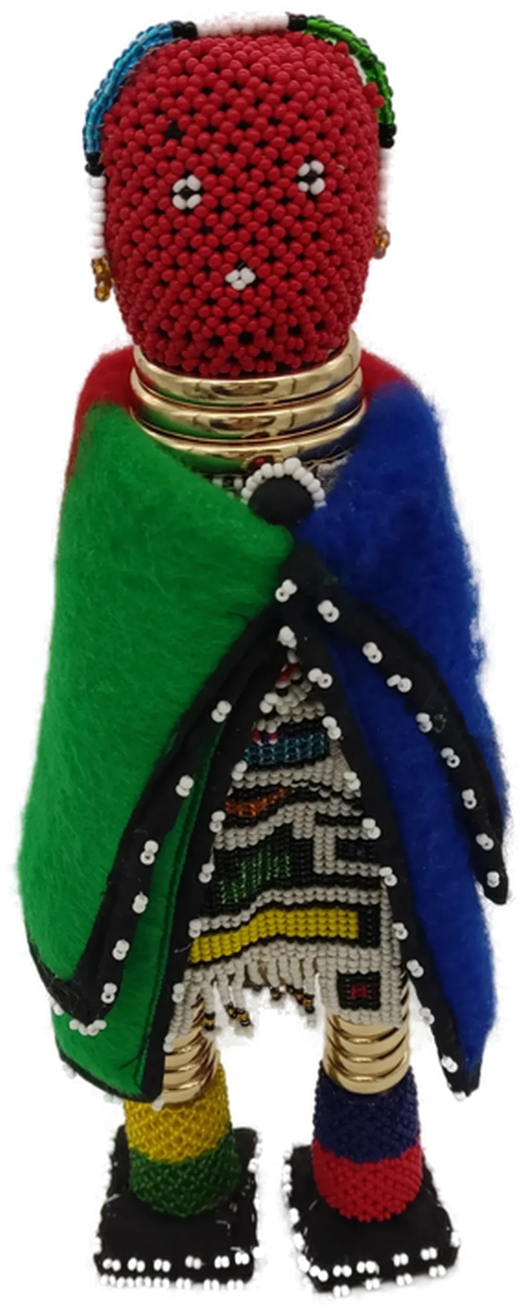 Afrikanische Ndebelepuppe 34,5 cm – Perlenarbeit & bunter Umhang, Mutter mit Baby - Bild 2