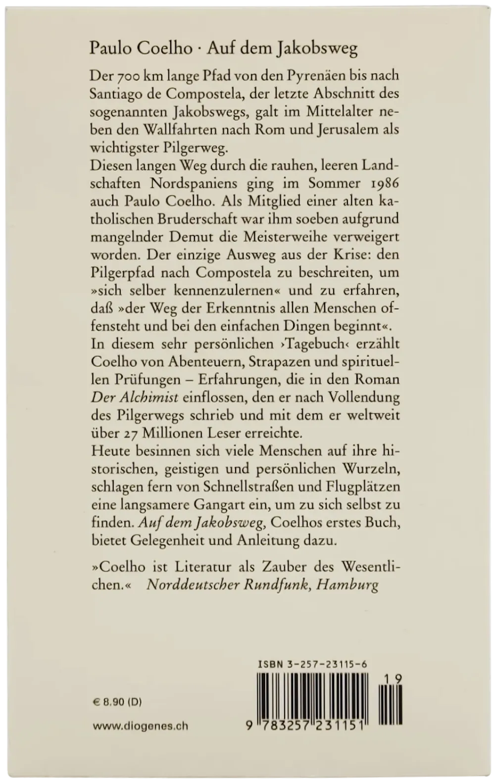 Buch "Auf dem Jakobsweg (Tagebuch einer Pilgerreise nach Santiago de Compostela)" von Paulo Coelho – Bild 2