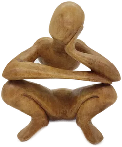 Holzfigur abstrakter Denker hockend bodyless Indonesien - Bild 1