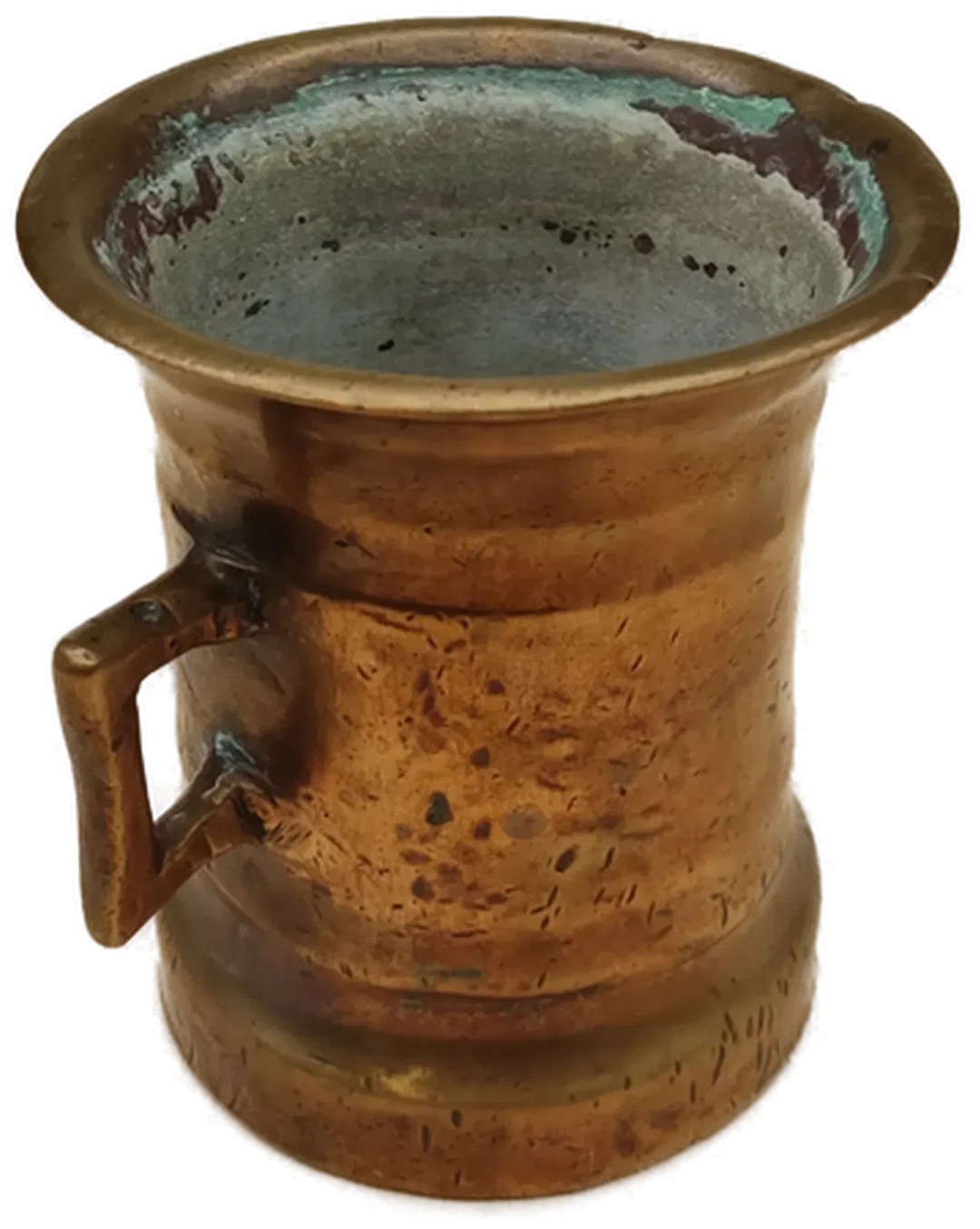 Antiker Apothekenmörser Bronze massiv 2,3 kg mit eckigen Griffen – Bild 1