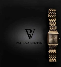 Paul Valentine Armbanduhr, eckig, 2cm, goldfarbenes Gliederarmband - Bild 3