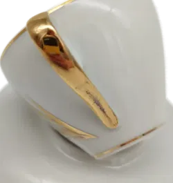 Espressoset aus Porzellan – Tasse mit Unterteller, Graf von Henneberg, Ilmenau, gebraucht mit Schönheitsfehler - Bild 6