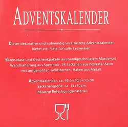 Adventskalender handgeschnitzt und handbemalt mit 24 Säckchen zum Befüllen - Bild 4