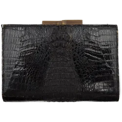 Krokodilleder Damen Vintagetasche und Brieftasche schwarz - Bild 13