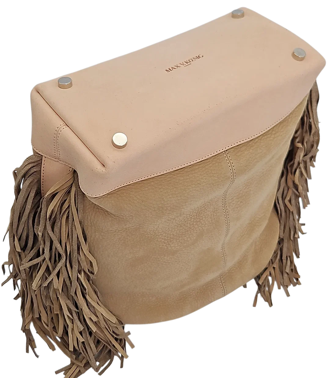 Max V. Koenig Damen Lederhandtasche mit Fransen, beige/creme - Höhe ca. 37 cm – Bild 3