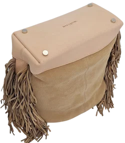Max V. Koenig Damen Lederhandtasche mit Fransen, beige/creme - Höhe ca. 37 cm – Vorschau 3