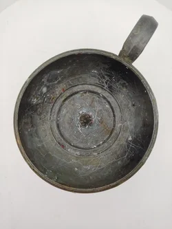 Kerzenhalter aus Messing mit Patina, Höhe 13 cm, Vintage Deko - Bild 3
