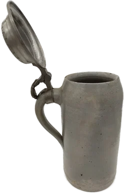 Bierkrug Steinzeug mit Geprägter Zinndeckel  1 L | Mit Charakterspur – Vorschau 6