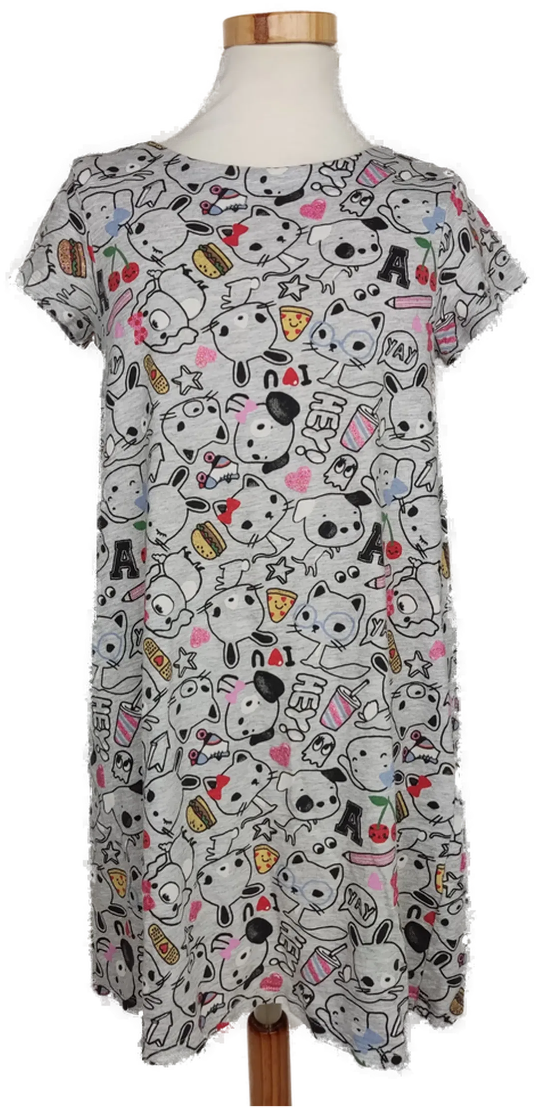 H&M Kinder Kleid grau mit Druck - 134/140 - Bild 4