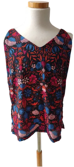 H&M Damen Tanktop - mehrfarbig(blau, rot, schwarz)  - Gr. 34 - Bild 1