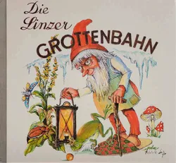 Gartenzwerg mit Laterne & Frosch, ca. 39 cm, klassisch bunt + Die Linzer Grottenbahn! - Bild 2