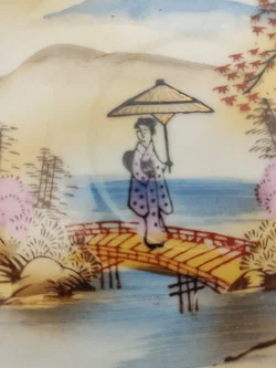 Japanische Teetasse mit Untertasse 4er-Set Porzellan Landschaftmotiv | Asiatische 'Kutani' Stil - Bild 14