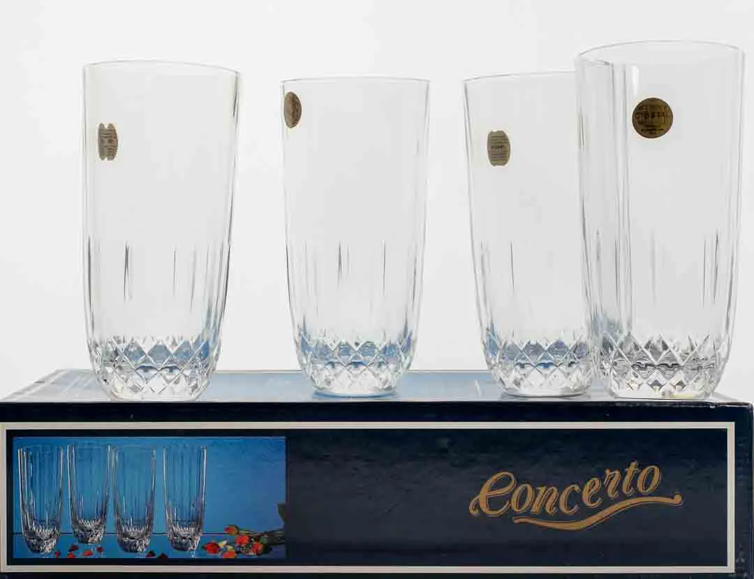 Concerto Capri - 4er-Set Bleikristall-Longdrinkgläser / Wassergläser (Vintage, Made in Italy) – Bild 2
