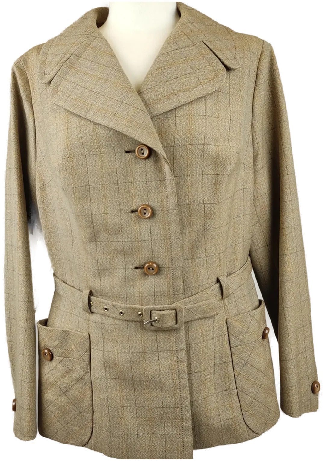 Vintage Damenblazer braun kariert gefüttert - L/40 - Bild 1