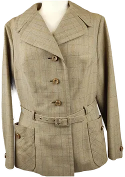 Vintage Damenblazer braun kariert gefüttert - L/40 - Bild 1