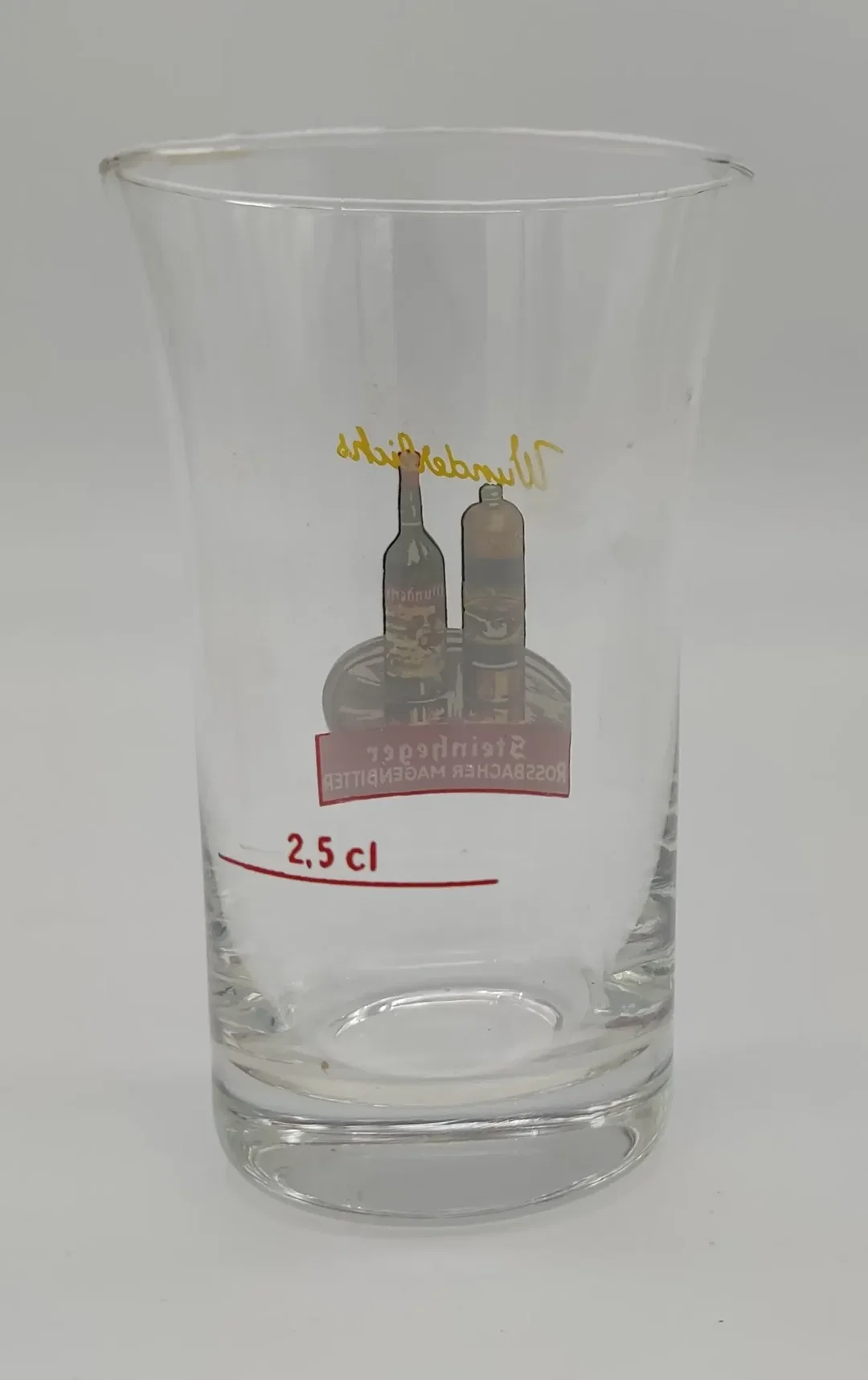 Aperitifglas bunt, "Steinheger - Rossbacher Magenbitter", 2,5 cl – Bild 2