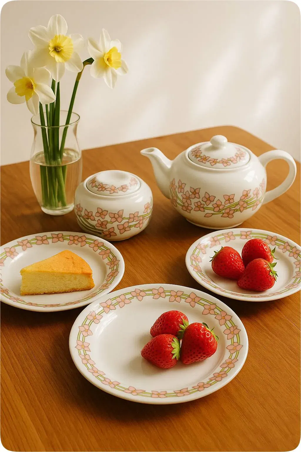 Porzellan Geschirrset mit Blütendekor - Bild 1