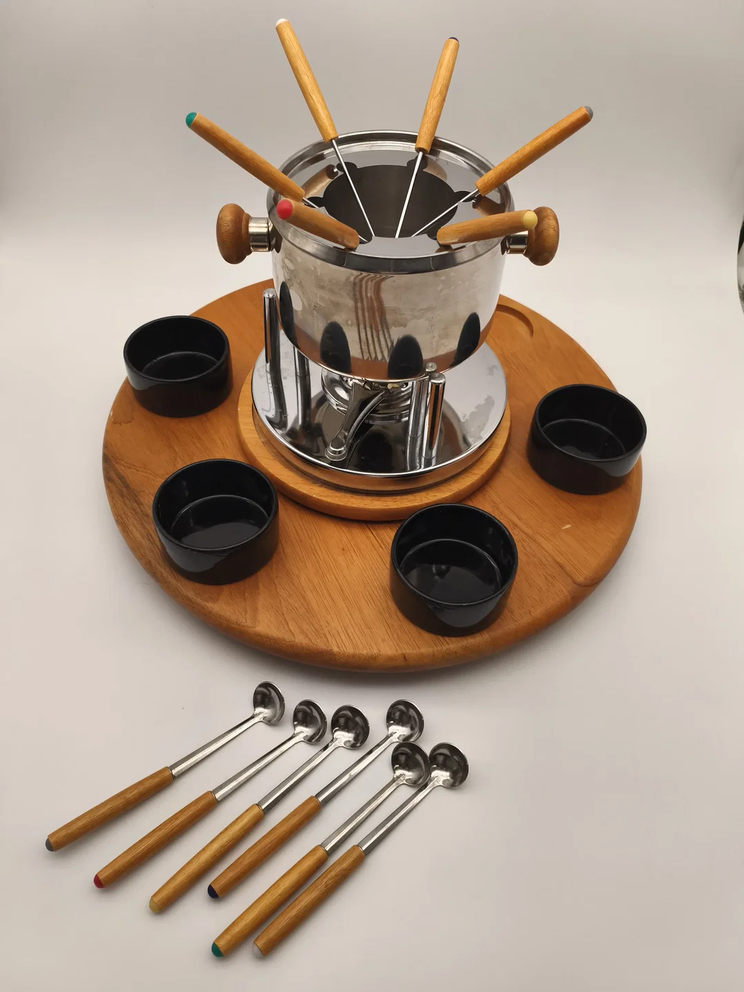 Fondue Set mit Drehteller, vintage, rustikal – Bild 2