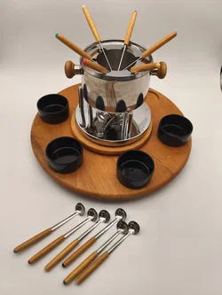 Fondue Set mit Drehteller, vintage, rustikal - Bild 2