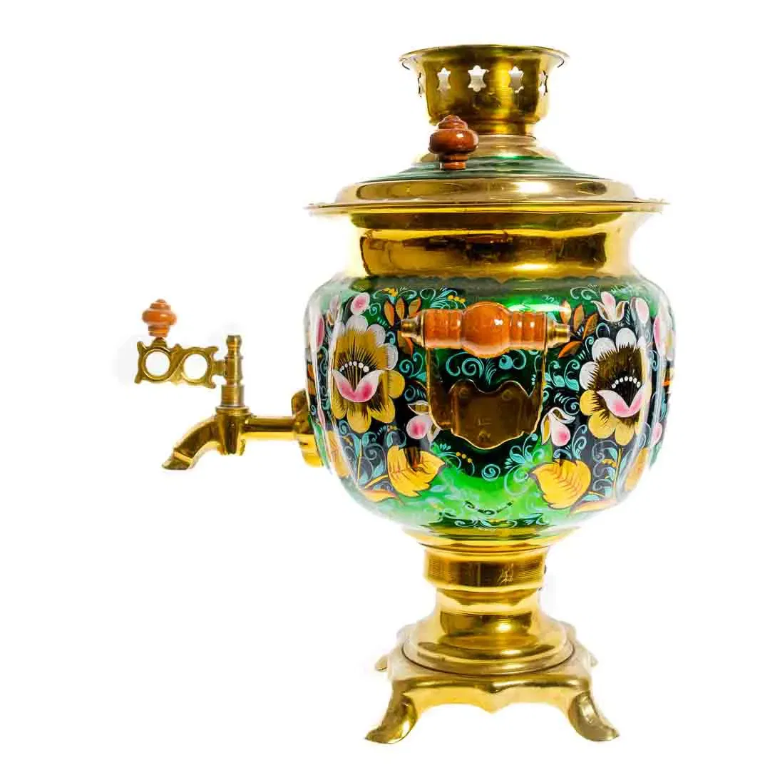 Russischer Samowar Messing handbemalt ca. 33 cm - Bild 2