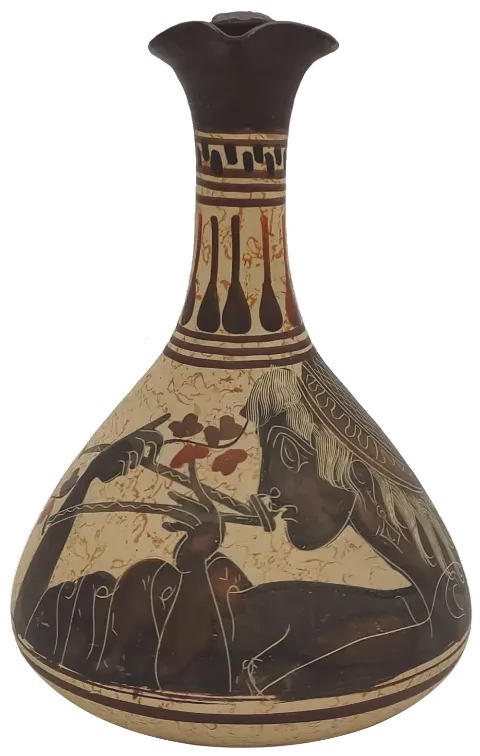 Handgemalte Vase der griechischen Mythologie aus Ton, Höhe 16cm – Bild 2