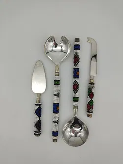 Afrikanisches Salatbesteck Versilbert | Handgearbeitet - Bild 2