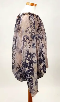 Sa.Hara Damenbluse beige  mit blauem Muster- Gr. 42 - Bild 3