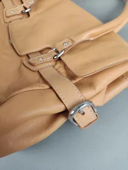 Vintage Henkel-Tasche aus weichem Kunstleder - cognacfarben - Bild 7