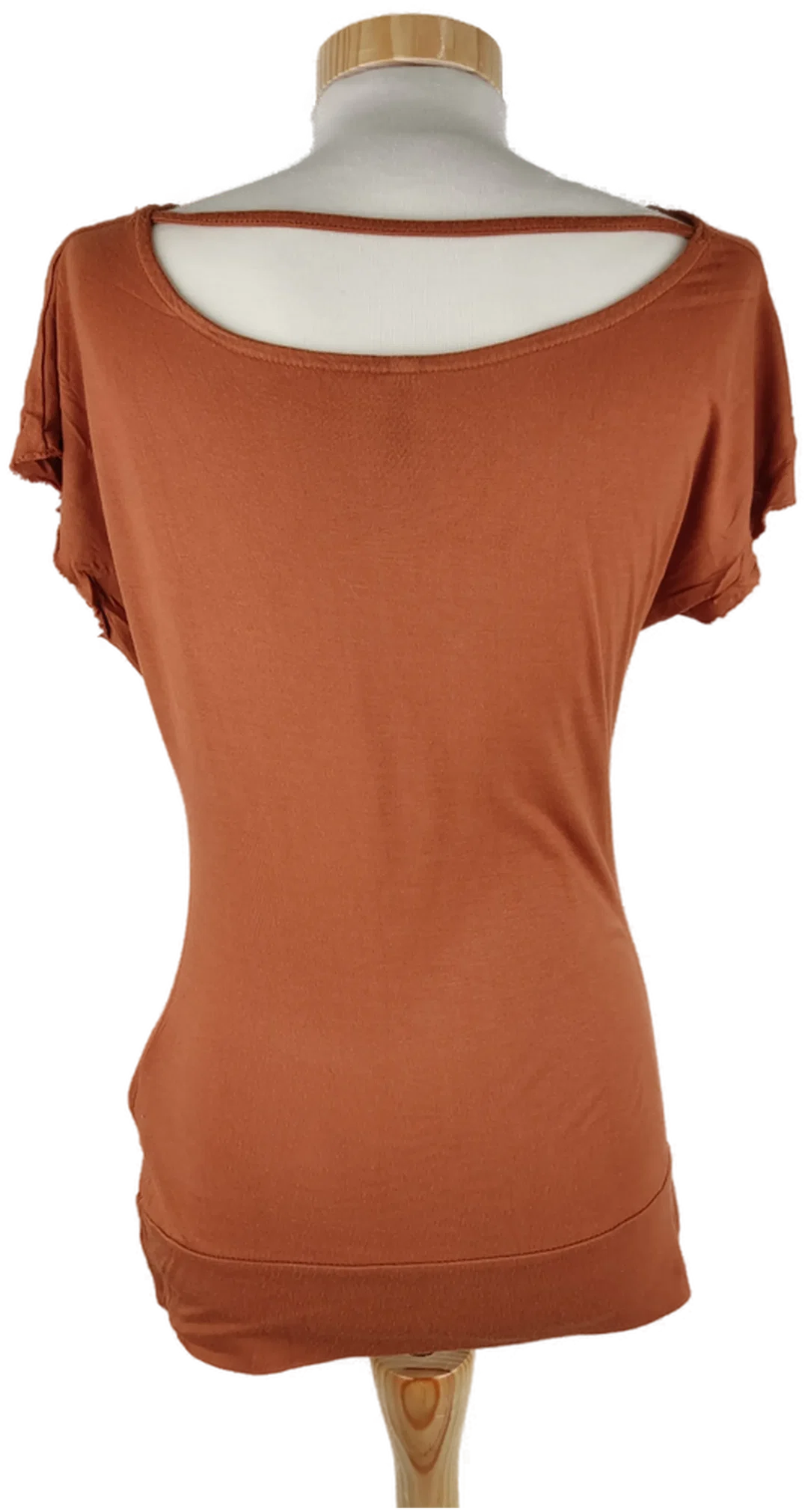 T-Shirt "AMISU", kurzarm mit Wasserfallausschnitt, braun, Größe XS – Bild 3