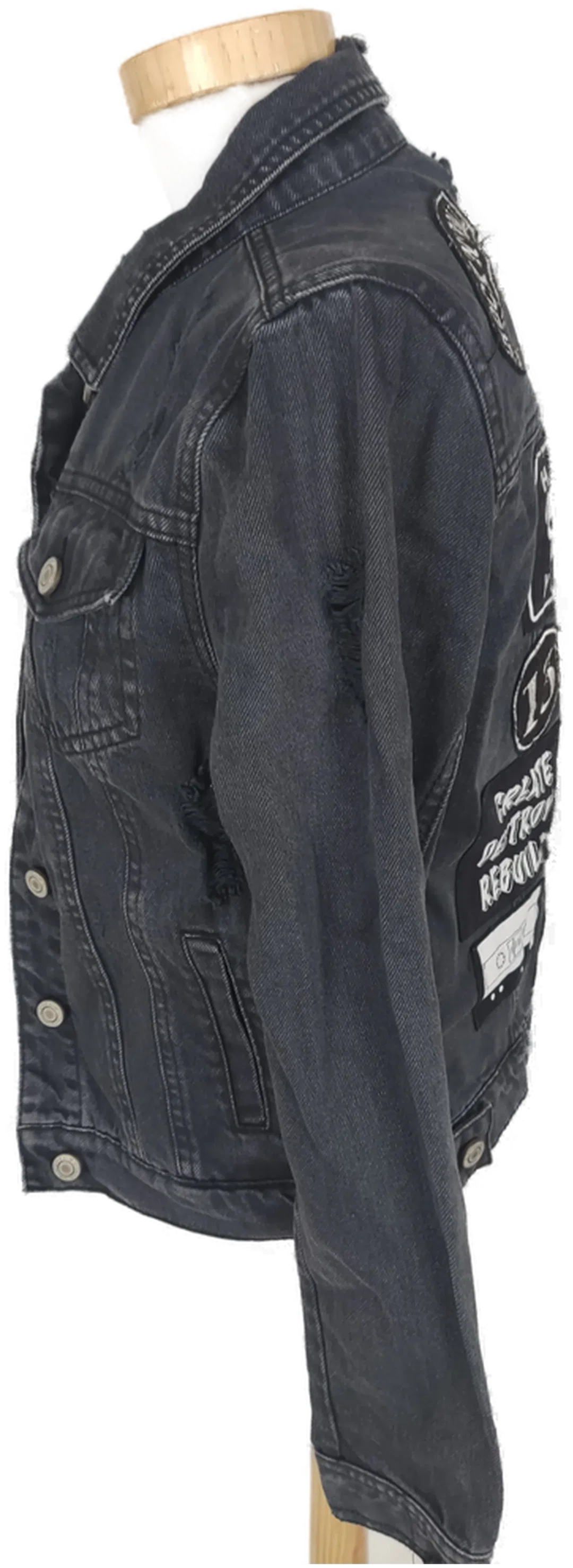 Jacke "Tally Weijl", langarm mit Kragen, schwarz mit Aufnähern und Taschen, Größe 34 – Bild 2