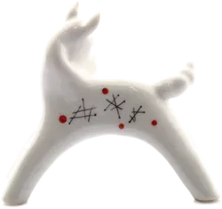 Sophiental Pferd Figur – Keramik – Mid-Century Design – weiß mit Dekor – ca. 10 cm - Bild 2