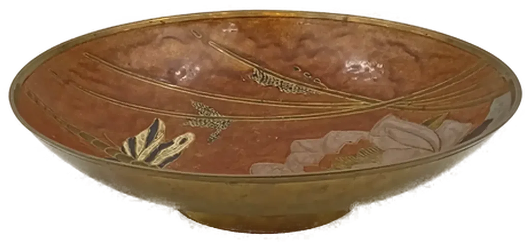 Vintage Messingschale mit Emaille-Inlay – Bild 1