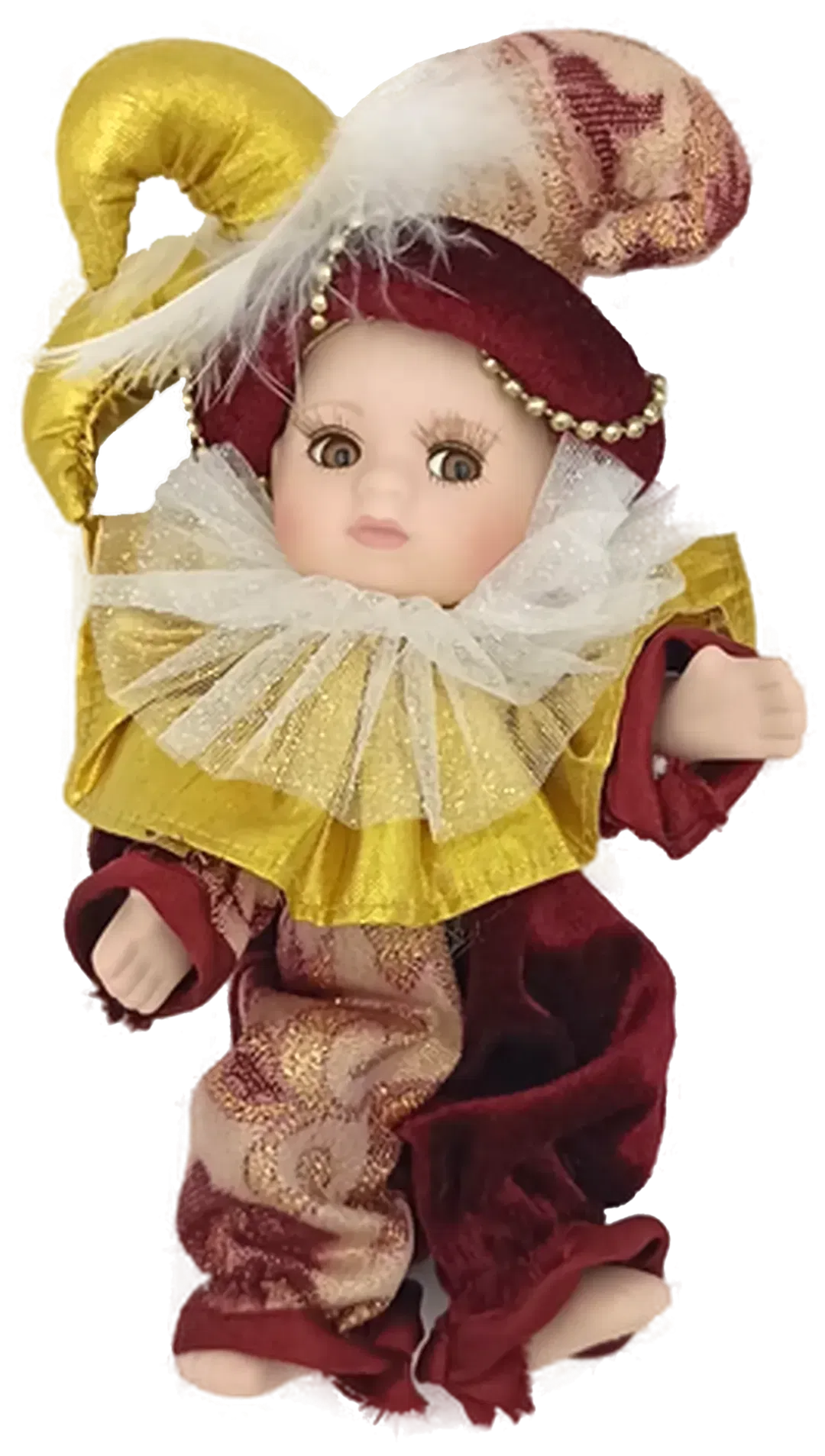 Porzellanpuppe mit Harlekinmütze - Bild 4