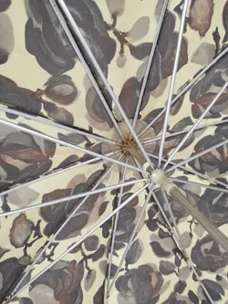 Vintage-Flanierschirm / Sonnenschirm / Damenschirm - beige-braun gemustert - Bild 4