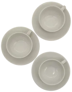 Lilien Porzellan Mokka-Tassen mit Unterteller – 3-teiliges Set, Vintage Weiß - Bild 1