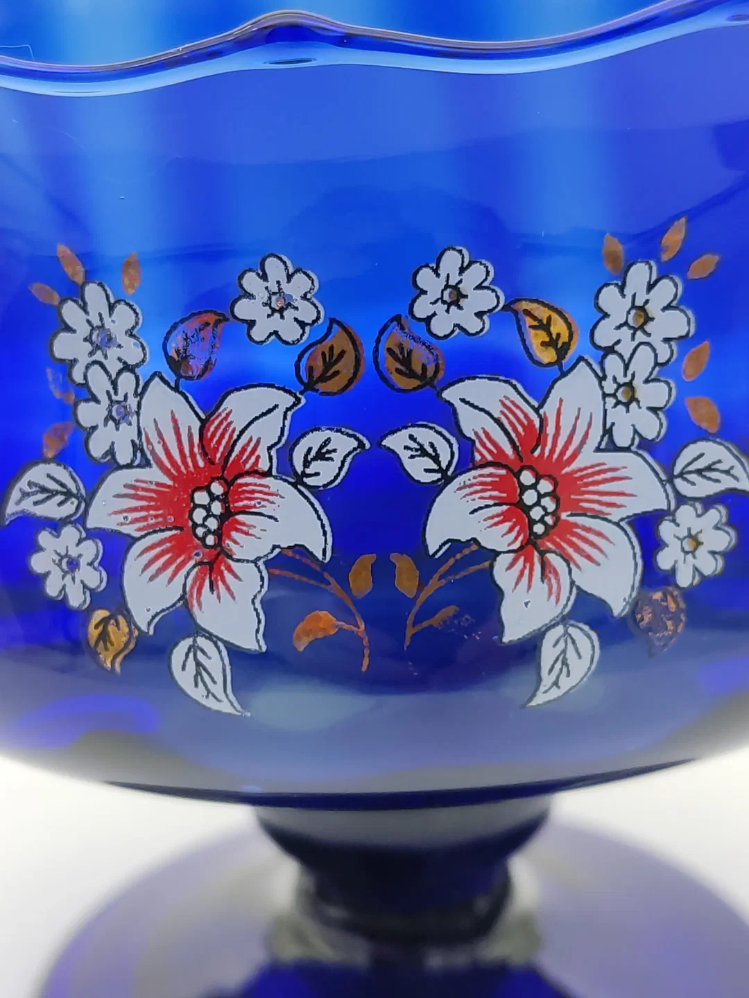 Schale Kobaltblau mit Handgemalten Blumen | Vintage-Schatz – Bild 4