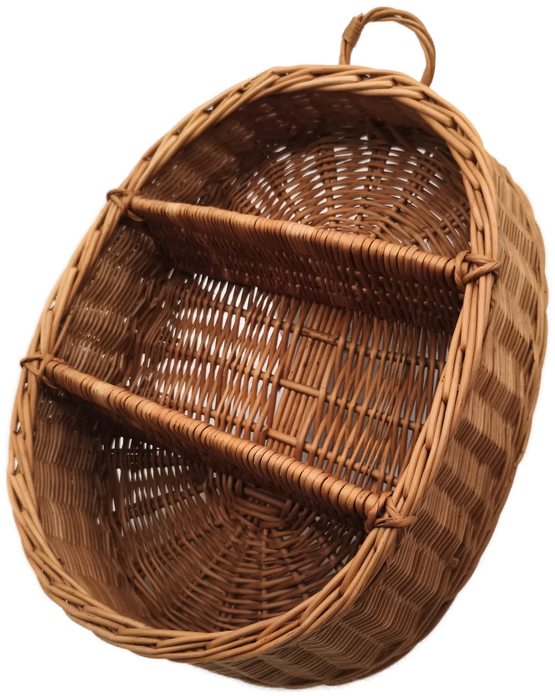 Ovales Vintage - Wandregal aus geflochtener Weide, Boho- und Rattan-Stil, 70er/80er – Bild 1