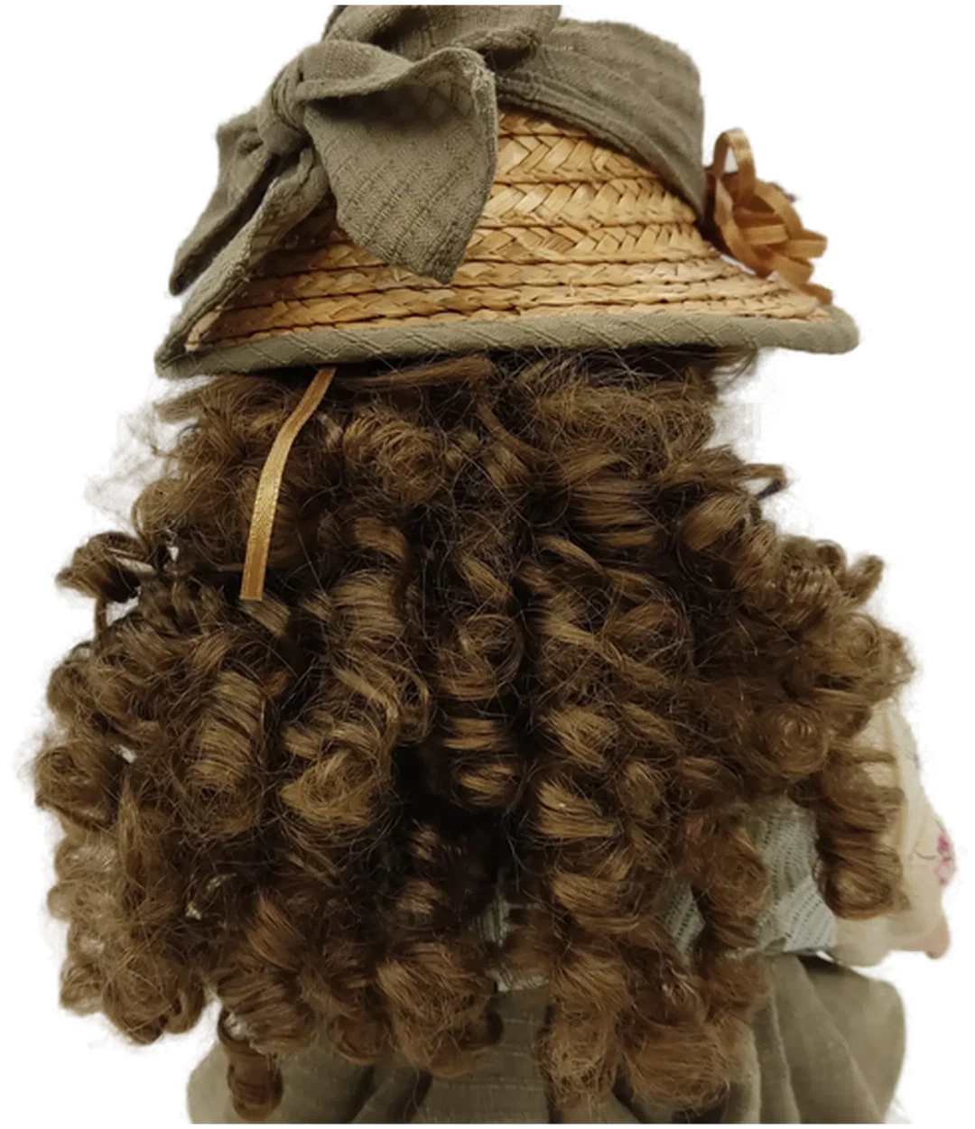 Vintage Porzellanpuppe mit Stoffkörper ca 38cm Sitzende Haltung – Bild 4
