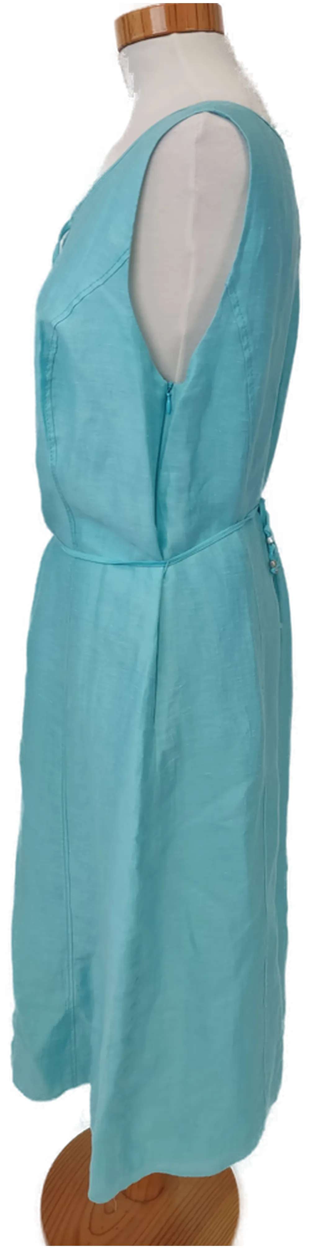 GERRY WEBER Damen Leinenkleid mit Bindegürtel türkis - 44 – Bild 2