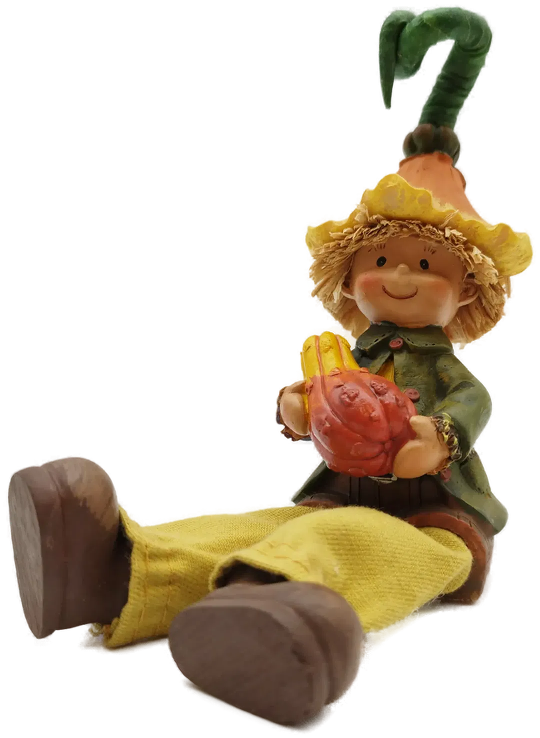 Kleine Ton-Figur mit Butternut Kürbis - ca. 13cm hoch - Bild 4