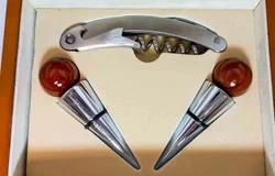 Exklusives Wein-Set 3-tlg. in edler Holzschatulle Wurzelholz-Optik - Bild 4