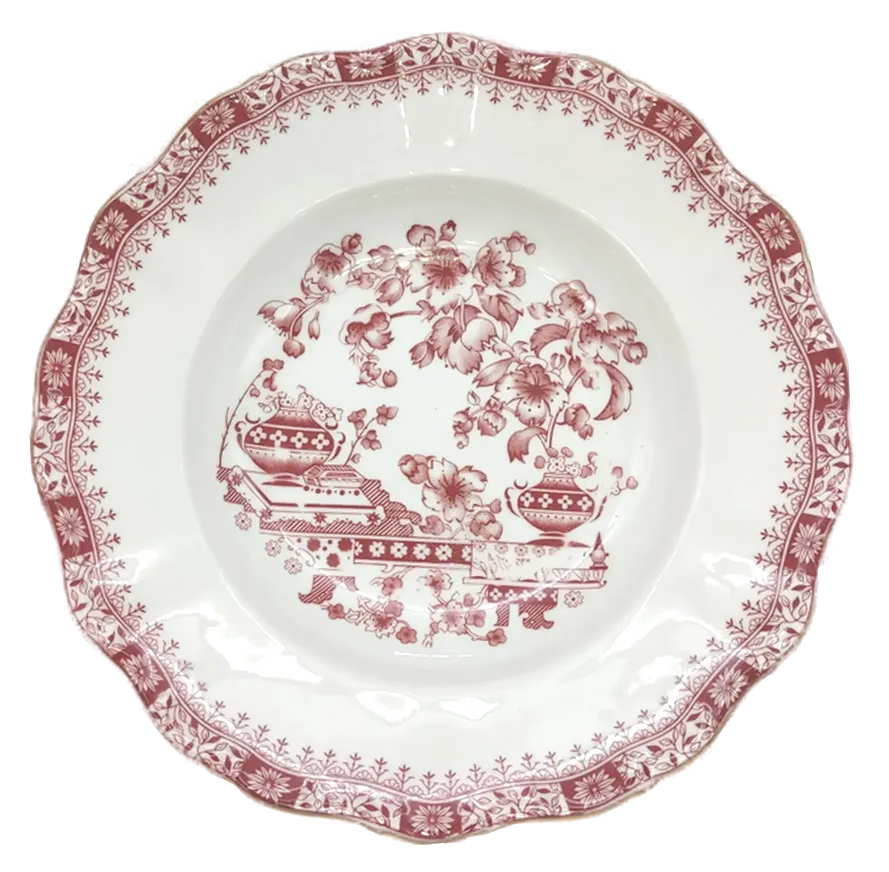 Seltmann Weiden Theresia 6 Stück Suppenteller rot/weiß mit Goldrand  - Bild 1