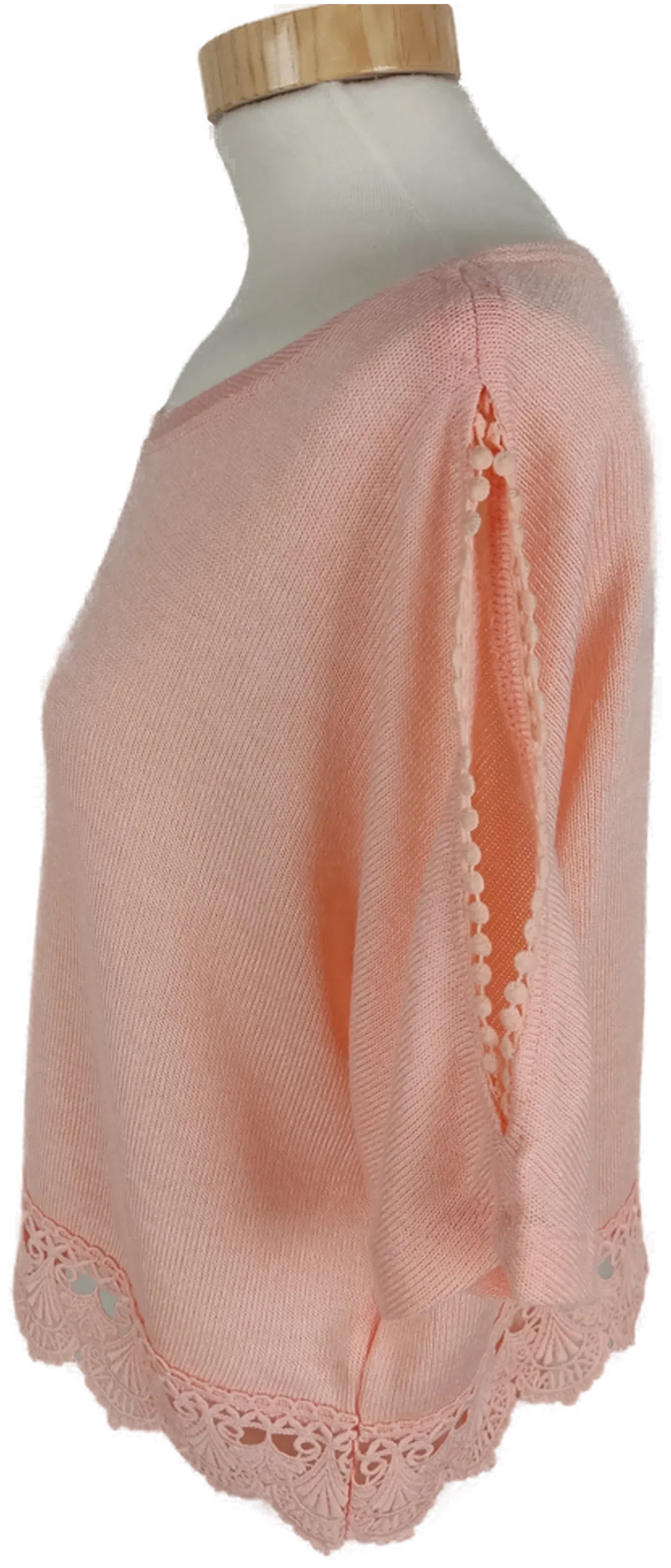 Pullover "Colloseum" kurzarm mit Rundhalsausschnitt, lachsmeliert, Größe L – Bild 3