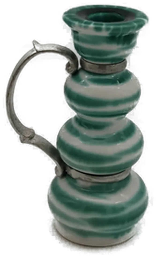 Gmunder keramik Kerzenleuchter Grün Gestreift - Bild 1