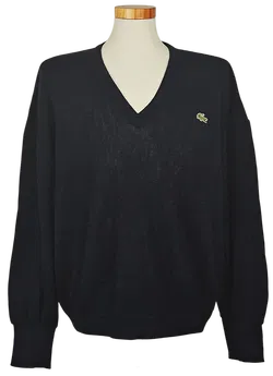 Lacoste Vintage Herren Wollpullover, dunkelblau - Gr. 7 (XXL)  - Made in France - Bild 1